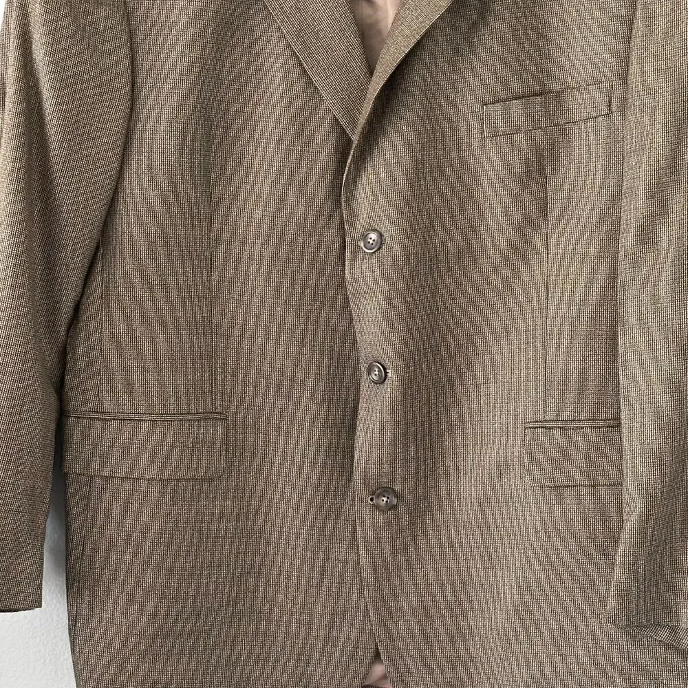 Stafford Sise-46R Mens Sport Coat Blazer Suit Jacket Brown Silk Wool